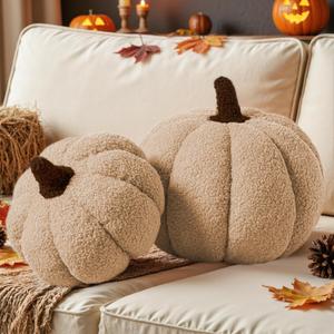 Lanpn Fall Pumpkin Pillows Set of 2, Halloween Decoration Plush Throw Pillows Soft Fleece Sherpa Cute 3D Shaped Cushion for Sofa Couch Bedroom Autumn Thanksgiving (Beige, 12.6x8.7in & 9x5.9in) Lanpn Fall Pumpkin Pillows Set of 2, Halloween Decoration Plush Throw Pillows Soft Fleece Sherpa Cute 3D Shaped Cushion for Sofa Couch Bedroom Autumn Thanksgiving (Beige, 12.6x8.7in & 9x5.9in)