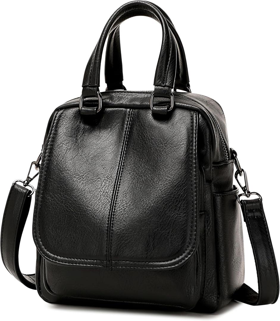 sqlp Small Backpack Purse for Women Fashion Daily Use Purses Back Pack Travel Shoulder Bags (Black)