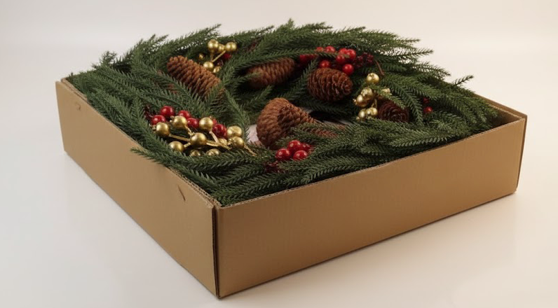 24”Christmas Wreath with Lights for Front Door Norfolk Pine Natural Pine Cones Berry Clusters Winter Outdoor Décor Indoor Wall Decorations