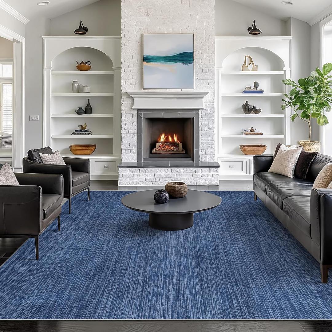 Valenrug Washable Rugs 8x10 - Non Slip 8x10 Area Rugs for Living Room, Stain Resistant Area Rugs for Bedroom, Foldable Machine Washable Area Rug(8'x10', Navy)