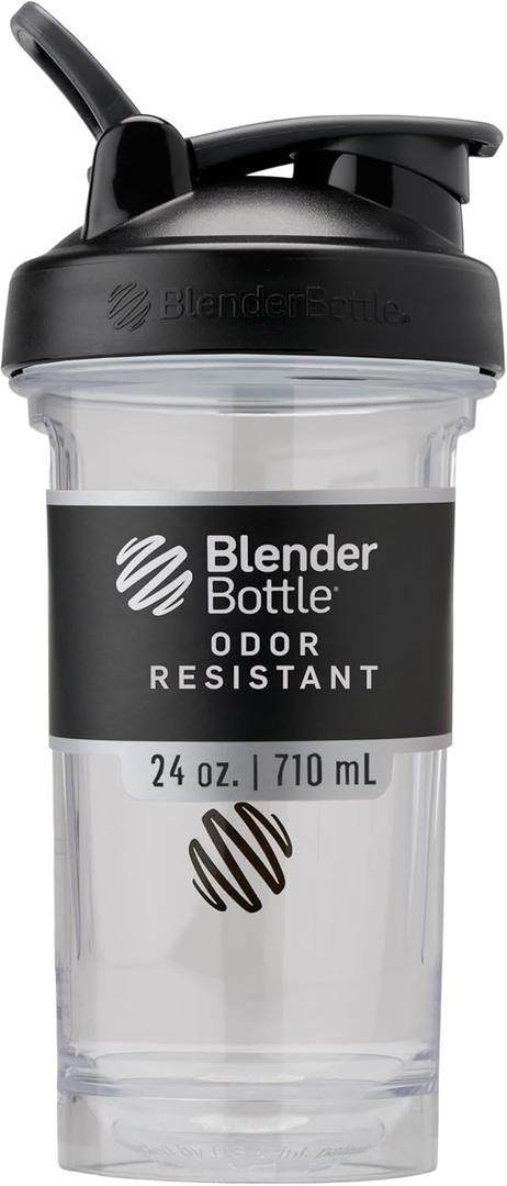 BlenderBottle Shaker Bottle Pro Series Perfect for Protein Shakes and Pre Workout, 24-Ounce, Black/Clear
