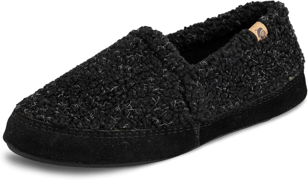 Acorn Men's Memory Foam Slippers, 9/10 Size (Black)
