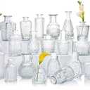 Superlele 58 Small, Glass Mini Bud Vase Set for Flowers in Bulk for Rustic Wedding Decorations Vintage Look Home Table Decor, Centerpieces, Clear