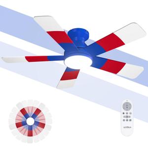 addlon Ceiling Fans with Lights, 42 Inch Low Profile Kids Ceiling Fan, Boy's Fan with Remote, Reversible, 3CCT, Dimmable, Quiet, Blue Small Ceiling Fan for Kids Room, Bedroom Indoor/Outdoor Use