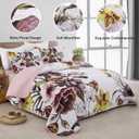 Drucon Floral Quilt Set King 3 Pieces Boho Blush Quilt Coverlet Set Soft Microfiber Lightweight Colorful Floral Quilted Bedspread for All Season 104"x90"