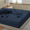 Lane Linen 100% Cotton Pillowcovers, Pillow Cases Standard Size Set of 2, Fits Standard & Queen Pillows, Luxury 450 Thread Count Sateen Cotton Pillowcases, Soft & Breathable - Estate Blue