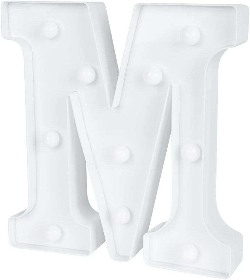 Restaurantware Illumify 8.1 x 1.2 x 8.7 Inch Light Up Letter 1 Durable Marquee LED Light - Letter M Touchproof White Plastic Party Light Keyhole Slot For Parties Weddings Or Special Events