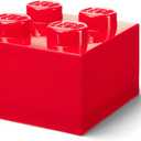 LEGO Storage Brick 4 Knobs Translucent Red - Stackable Plastic Storage Box with Lid for Kids and Adults Desk Organizer and Toy Box
