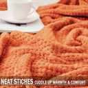 Exclusivo Mezcla Fleece Bed Blanket Queen Size, Super Soft and Warm Blankets for Couch, Sofa and Bed Waffle Textured, Cozy, Fuzzy and Lightweight (Burnt Orange, 90x90 Inches)