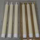 GenSwin Flameless Ivory Taper Candles Flickering with 10-Key Remote, Battery Operated Led Warm 3D Wick Light Window Candles Real Wax Pack of 6, Christmas Home Wedding Decor(0.78 X 9.64 Inch)