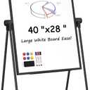MaxGear Large White Board Easel Stand, 40" x 28" Double Sided Dry Erase Board with Stand, Height Adjustable and 360 Degree Rotation Classroom Easel for Home & Office Flip Chart Stand
