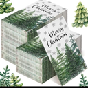 Jetec 200 Count Christmas Guest Napkins Christmas Tree Disposable Paper Hand Towels for Bathroom Woodland Decorative Holiday Winter Xmas Party Cocktail Table Dinner Lunch Kitchen Bathroom Decorations