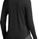Soothfeel Lightweight Long Sleeve Workout Tops for Women Gym Running Athletic UPF 50+ Sun Shirts Tees Moisture Wicking  Black 2XL