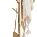 Haddockway Wooden Coat Rack Stand with 8 Hooks New Zealand Pine 3 Adjustable Coat Standing Tree Easy Assembly for Coats, Hats, Scarves and Handbags for Entryway, Hallway, Bedroom, Office (1 PC, Natural)