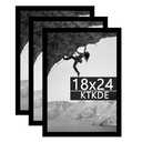 KTKDE16x24 Inch Poster Frame Black 4 Pack, 24 by 16 Picture Frames Wooden with Polished Plexiglass,Horizontal or Vertical Wall Mounting Hanging Large Studio Gallery Photo Frames Wall Art