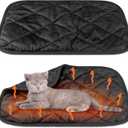 Clysee 2 Pack Self Heating Cat Mat Self Warming Pet Pads Washable Kennel Mat Dog Crate Pad Reflects Body Heat Non Skid Cat Thermal Pads for Puppy Indoor Outdoor(Black,16 x 20 Inches)