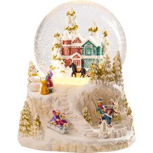 MUMTOP Christmas Snow Globes, Snow Globes Christmas with Musical Battery Operated LED Lights Glittering Water Globes Winter for Holiday Home Indoor Christmas Decorations and Gifts