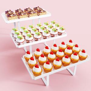 3 Pieces Cupcake Stand Holder, White Acrylic Dessert Table Display Set with Iron Support Legs for Birthday Candy Bar Dcor Weddings, Parties Events 3 Pieces Cupcake Stand Holder, White Acrylic Dessert Table Display Set with Iron Support Legs for Birthday Candy Bar Dcor Weddings, Parties Events