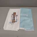 Winter Skiing Definition Kitchen Towels and Dishcloths Set of 2, Ski Skiing Gifts for Skiers, Ski Christmas Ornaments Decor, Teal Blue Kitchen Bathroom Decor Hand Towels Tea Towels, 1624Inch