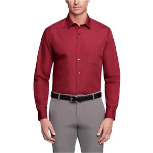 Van Heusen Men's Dress Shirt Regular Fit Poplin Solid (15.5" Neck 36"-37" Sleeve, Magenta) M