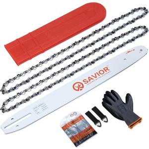 Savior 16 Inch Chainsaw Bar with Chain Combo for 3/8" LP 56 Drive Links .050" Gauge S56 Fits Craftsman, Poulan, Ryobi, Echo, Greenworks and More, Replacement Bar 27857 160SDEA041(Chain*2+Bar*1)