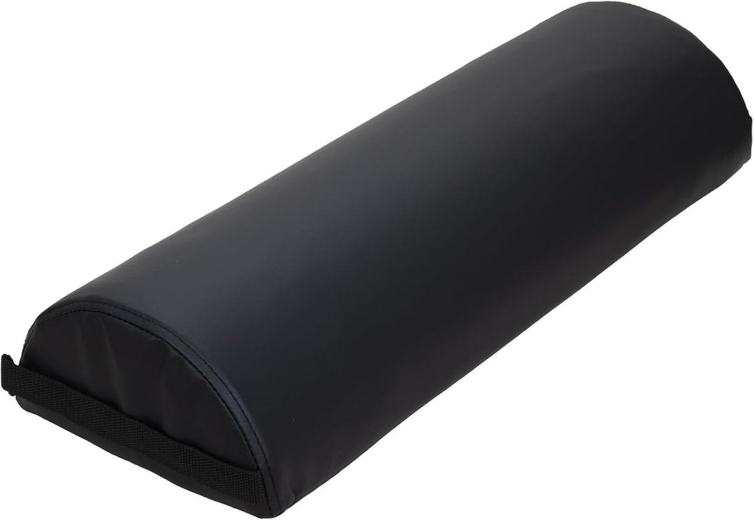 ForPro Premium Jumbo Half-Round Bolster Pillow for Massage and Yoga, Oil and Stain-Resistant, 9W x 4.5" H x 26L, Black