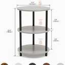 XBurmo Round Coffee Table for Living Room - Narrow Side or Bedside Stand, Industrial Vintage Nightstand for Bedroom, or Small Spaces, Greige