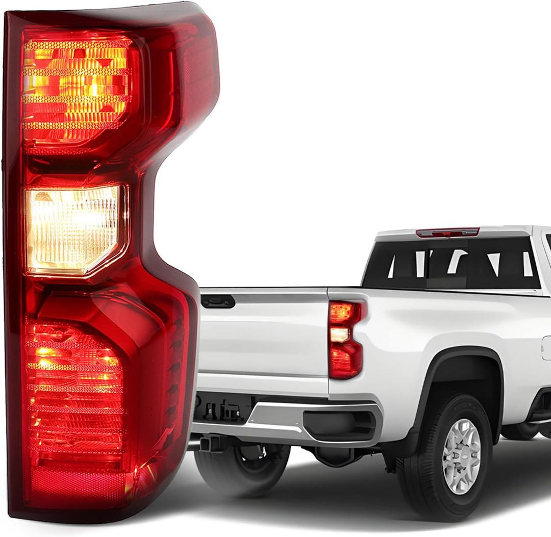 Halogen Tail Light Compatible With Chevy Silverado 1500 2019-2026 Silverado HD 2500/3500 2020-2023 Rear Brake Signal Taillights Replacement w/Bulb & Harness Right Passenger Side 84554657