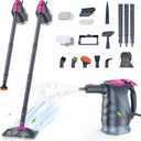 10-in-1 Steam Cleaner, Steam Mop with Detachable Handheld Steamer, 320ml Water Tank, 10s Fast Heating, Portable Steamer for Cleaning Floor, Tiles, Kitchen, Window, BBQ Grill, Car, Gray