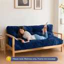 MAXYOYO 6" Futon Mattress Full Size, Velvet Thick Futons Sofa Couch, Versatile Floor Mattress for Adults, Shredded Foam Filling (Frame Not Included), Navy