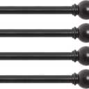 Kenney Chelsea Ball End Window Curtain Rod, Adjustable Curtain Rod for Windows 28 to 48 Inches, Extendable Curtain Rod Set, Black Curtain Rod, Curtain Rods 4 Pack
