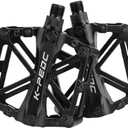 Aluminium CNC Bike Pedals 9/16", Lightweight Mountain Road Bike Pedal with 16 Anti-Skid Pins Bicycle Pedals for MTB BMX (Black)