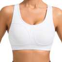 RUNNING GIRL Sports Bras for Women High Support Moulded Cup High Impact Sports Bras Racerback Workout Running Yoga Bra (White, M)