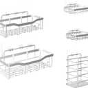 Fab Glass and Mirror 5-Pack Shower Caddy, Chrome- Shower Organizer & Shelves for Efficient Storage, Bathroom Caddy for Wall Organizer, Durable Showers Wall Caddy (Pack of 5)