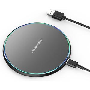 Wireless Charger Compatible with iPhone 16 15 14 13 12 11 Pro Max/Mini/Plus/XR/X/8, 15W Max Fast Wireless Charging Pad Mat for Galaxy S23/S22/S21/S20/S10, Air Pods Pro/3/2, Galaxy Buds (Black)