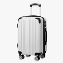 Coolife Luggage Expandable(only 28") Suitcase PC+ABS Spinner 20in Carry on (white grid new, S(20in)_carry on)