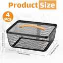 Tandefio 4 Pcs Metal Mesh Basket with Lid and Wooden Handle 9.65 x 7.68 Inch Wire Storage Basket Garden Baskets Organizer Containers for Vegetable Fruit Picnic Kitchen Bathroom (Black)