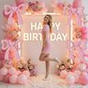 4Pcs Pink Bow Balloons, Large Size Foil Bow Garland Balloons, Pink-Bow Party Decorations for Girls Women, Bridal Shower Baby Shower Engagement Bachelorette Party Supplies(29.5x28.3 Inch)