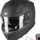 LEM Motorcycle Helmets Full Face for Men, Motorcycle Helmet for Adults, DOT Certified, PINLOCK & DVS Dual Vision, Motorcycle Street Bike Helmet, Bluetooth Speaker Pockets (Matte Black Large) VZN FP09 (Black, M)