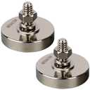 MUTUACTOR 2PCS Super Powerful Neodymium Cup Magnet with 1/4''-20 Male Threaded Stud,1.26 115lb Vertical Pull-Force Non-Shattering Magnet Base with Nut and Washer for Lighting, Camera and DIY Bracket