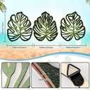 Palm Leaves Wood Wall Decor, 3Pcs Tropical Wall Art Jungle Decor, Wooden Natural Leaves Plant Wall Decor, Vintage Tropical Plant Plaque for Home Living Room Kitchen Bedroom Bathroom & Garden, Green