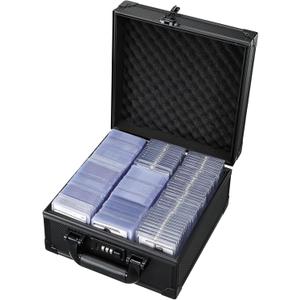 Card Storage Box for 3" x 4" 35pt Toploaders, Sports Cards Case with Lock, Trading Card Storage Box Holds 390 Top Loaders or 99 Magnetic Holders, Card Collection Box for Collectors