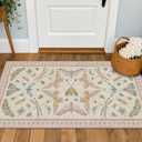 Hazo Haus Light Pink Washable Bathroom Rug - 2x4 Small Kitchen Rugs for Powder Room, Front Door Indoor Entrance, Low Pile Stain Resistant, Colorful Pastel Aethestic