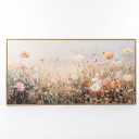 Colorful Flower Framed Canvas Wall Art Set, Watercolor Daisy Floral Wall Decor, Wildflower Green Leaf Wall Painting, Multicolour Botanical Art Print for Living Room, Bedroom, Office -20"x40"