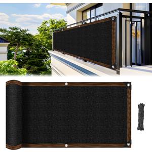 Fence Privacy Screen - RAINFLOW 3'X10' Black Privacy Fence Screen Outdoor Shade Balcony Decor Plastic Mesh Fence Panels Cover Porch Screen Balcony Covers for Apartments, Deck, Backyard, Pool Wall