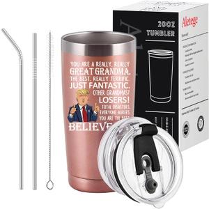 Great Grandma Travel Tumbler, Funny Birthday Mothers Day Gifts for Grandma from Granddaughter Grandson Grandchild 20 OZ Rose Gold