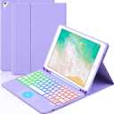 MePadKey Touchpad Keyboard Case for iPad 6th 2018/5th Generation 2017 9.7 inch, 7-Color Backlight Type-C Charging Keyboard with Pencil Holder Cover Fit iPad Air 2/Pro 9.7 (Purple)