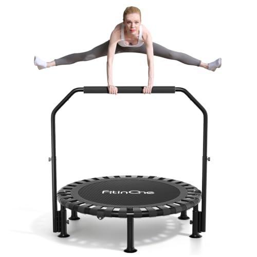Foldable Mini Trampoline Load 450lbs,Portable Exercise Rebounder Trampoline with Adjustable Foam Handle,Fitness Trampoline for Adults and Kids (40 inch Without handrail)