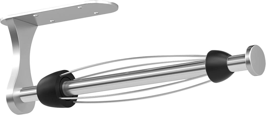 Swaitee Paper Towel Holder Under Cabinet, One-Handed Tear, Wall Mount, Adhesive, Silver, Paper Roll Holder with Ratchet Mechanism for Kitchen Bathroom Farmhouse Essentials Decor Accessories