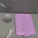 Gospire Travel Makeup Mirror with Lights and Magnification 10X, Portable Make Up Compact Tabletop Mirror with Adjustable Stand, 3 Colored Lights Rechargeable Lighted LED Vanity Mirror - Pink 